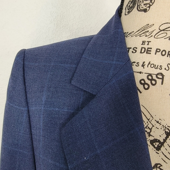 Escada Blazer Sz 36 Blue Gray 100% Cashmere Windowpane Tailored Jacket US 6 - Picture 6 of 6